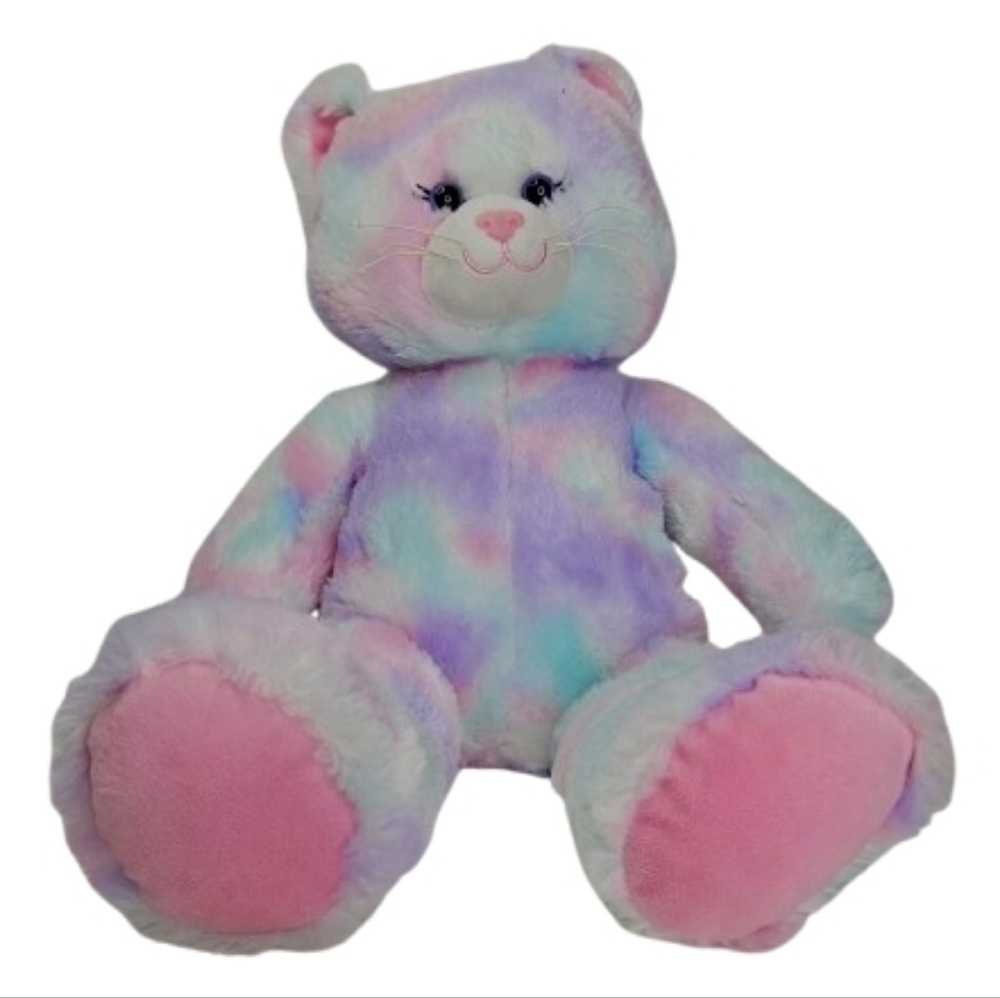 Build A Bear Plush Pastel Swirl Tie-Dye Kitty Cat Pink Purple Blue 16 in